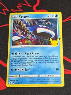 Kyogre Holo # 003/025 Pokemon TCG Celebrations 25th Anniversary 2021 NM Stamp - Image 1