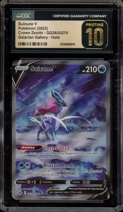 Pokemon Suicune V Crown Zenith Galarian Gallery Full Art #GG38 CGC 10 Pristine - Image 1
