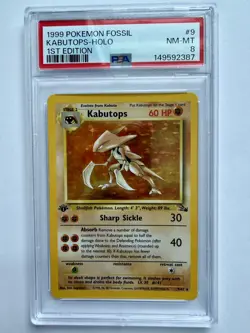 1999 Pokemon Fossil KABUTOPS HOLO 1ST EDITION 9/62 PSA 8 NM-MT - Image 1
