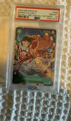 Monkey D Luffy (Red Bull Double Don Winner) PRB02-005 One Piece Promotion PSA 10 - Image 1