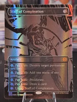 Staff of Compleation Oil Slick Raised Foil Phyrexia: All Will Be One Mythic Rare - Image 1