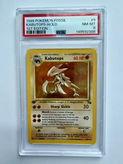 1999 Pokemon Fossil KABUTOPS HOLO 1ST EDITION 9/62 PSA 8 NM-MT - Image 1