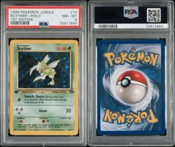 1999 Pokemon Scyther 1st Edition Holo Jungle Rare #10 PSA 8 - Image 3