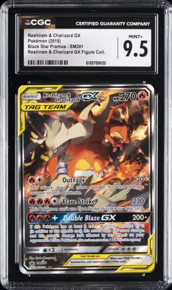 2019 POKEMON BLACK STAR PROMOS #SM201 RESHIRAM & CHARIZARD GX CGC 9.5 - Image 1