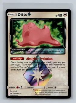 Pokemon TCG Lost Thunder - Ditto Prism #154/214 - Rare Holo Card - Image 1