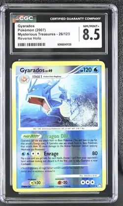 CGC 8.5 Gyarados 2007 Mysterious Treasures 26/123 Reverse Holo Pokemon Card - Image 1