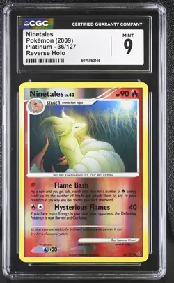 CGC 9 MINT Ninetales 2009 Platinum 36/127 Reverse Holo Pokemon Card - Image 1