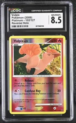 CGC 8.5 Vulpix 2009 Platinum 102/127 Reverse Holo Pokemon Card - Image 1