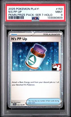 2025 POKEMON PLAY! POKEMON PRIZE PACK: SER 7 HOLO #153 N'S PP UP PSA 9 - Image 1