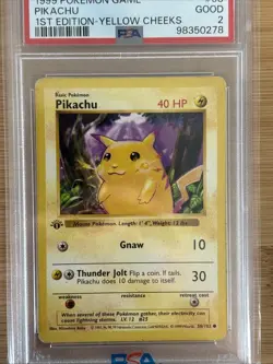 Pikachu 1st Edition Yellow Cheeks PSA 2 1999 Pokemon Base Set Shadowless #58 - Image 2