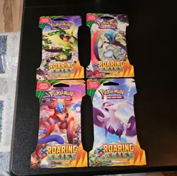 Pokemon XY Roaring Skies Sleeved Booster Pack Art Set Sealed Lot 4 Packs - Image 1