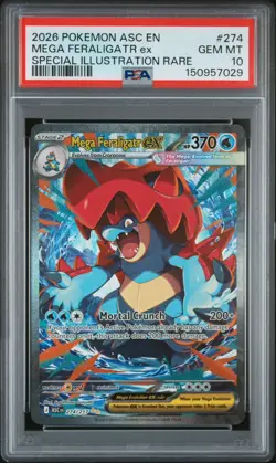 2026 Pokemon: Ascended Heroes: Mega Feraligatr Ex 274/217 PSA 10 GEM MINT - Image 1
