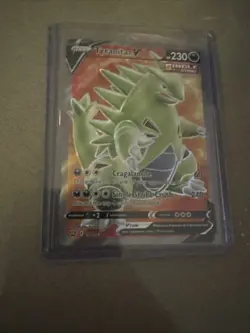 Pokemon TCG Tyranitar v Full Art Ultra Rare Holo Card 154/163 NM Condition - Image 1