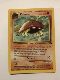 Kabuto Gold W Stamp Stamped Pokemon Card - WOTC Promo - Fossil - 50/62 - NM - Image 1