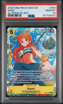 Nami EB03-053 SR Parallel Alt Art One Piece Card Game PSA 10 - Image 1