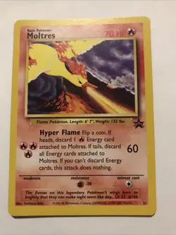 Moltres #21 Black Star Promo Rare Vintage Pokemon Card Legendary Bird - Image 1