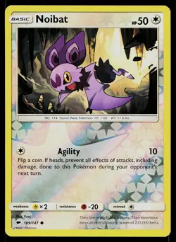 Pokemon Card Burning Shadows Noibat 109/147 Common Reverse Holo - Image 1
