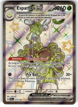 Pokemon Espathra ex 214/091 Paldean Fates Shiny Ultra Rare Full Art Holo NM - Image 1