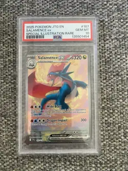 2025 POKEMON JTG EN-JOURNEY TOGETHER #187 SALAMENCE EX PSA 10 GEM MINT RARE 🔥 - Image 1