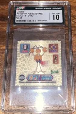 CGC 10 1999 Amada Pokemon Japanese Super DX Gold Stickers Dodrio #D143 PSA BGS - Image 1