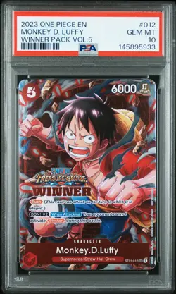 2023 ONE PIECE PROMOS WINNER PACK VOL.5 #012 MONKEY D. LUFFY PSA 10 - Image 1