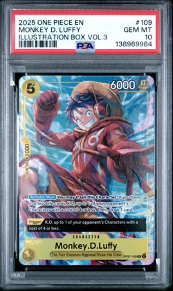 2025 ONE PIECE PROMOS ILLUSTRATION BOX VOL.3 #109 MONKEY D. LUFFY PSA 10 - Image 1