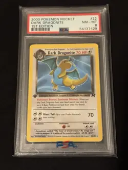 DARK DRAGONITE Pokemon Card WOTC - 1st Edition Team Rocket - 22/82 PSA 8 NM-MT - Image 1