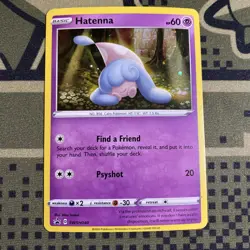 POKEMON HATENNA SWSH040 BLACK STAR PROMO COSMOS HOLOFOIL WITH HD SWIRL LP CARD - Image 3