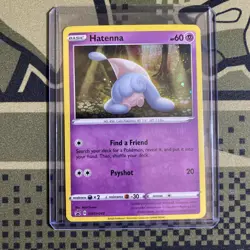 POKEMON HATENNA SWSH040 BLACK STAR PROMO COSMOS HOLOFOIL WITH HD SWIRL LP CARD - Image 5