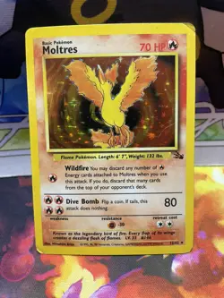 HP Moltres Holo 12/62 Fossil Pokemon Card - Image 1