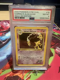Pokemon Sabrina's Alakazam 1st Edition Holo Rare - PSA 8 - Image 1
