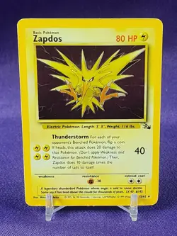 1999 POKEMON ZAPDOS HOLO 15/62 CARD - Image 1
