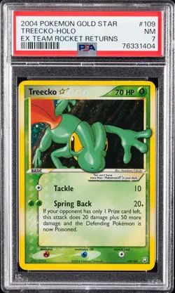 2004 POKEMON EX TEAM ROCKET RETURNS GOLD STAR #109 TREECKO-HOLO PSA 7 - Image 1