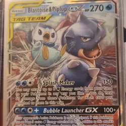 Pokemon Blastoise & Piplup GX TAG TEAM Foil Card HP 270 - Image 1