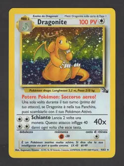 Dragonite 4/62 ITALIAN Swirl Holo Rare - Pokemon Fossil Vintage - Image 1