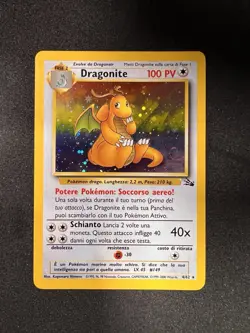 Dragonite 4/62 ITALIAN Swirl Holo Rare - Pokemon Fossil Vintage - Image 3