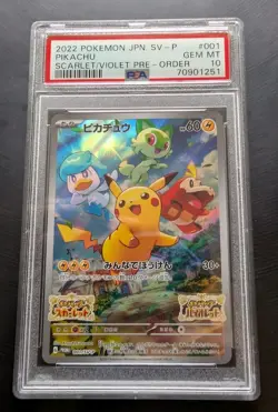 PSA 10 GEM MINT Pikachu 001/SV-P PROMO Scarlet Violet Pre Order Japanese Pokemon - Image 1