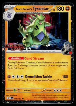 Team Rocket's Tyranitar (Prerelease) 096/182 Cosmo Holo Pokemon Near Mint - Image 1