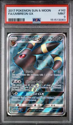 PSA 9 Mint Pokemon Umbreon GX 142/149 Full Art Sun & Moon 2017 - Image 1