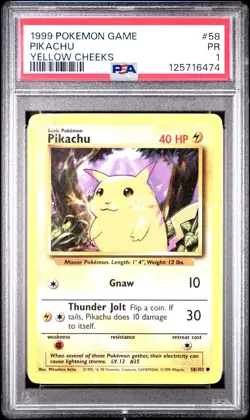 ⚡1999 Pokemon TCG Pikachu Yellow Cheeks Base Set 58/102 PSA 1 LOW POP 63🌩 - Image 2