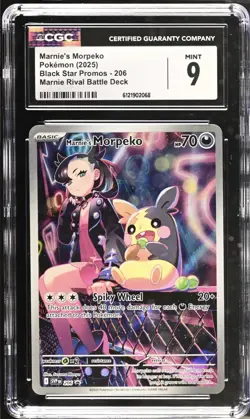 Pokemon Marnie’s Morpeko Scarlet & Violet Black Star Promo Holo 206 CGC 9 Mint - Image 1