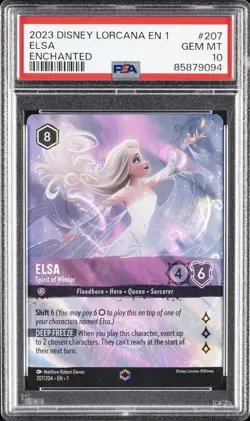2023 DISNEY LORCANA EN 1-THE FIRST CHAPTER #207 ELSA - SPIRIT OF WINTER PSA 10 - Image 1
