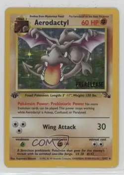 Aerodactyl (Prerelease Stamp) Holo 1st Ed. Pokemon Fossil #1 1999 - Image 1