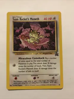 Team Rocket's Meowth Black Star Promo Pokemon Card #18 - Image 1