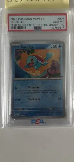 PSA 10 Squirtle 007/165 151 Pokemon Center Stamped Promo - Image 1