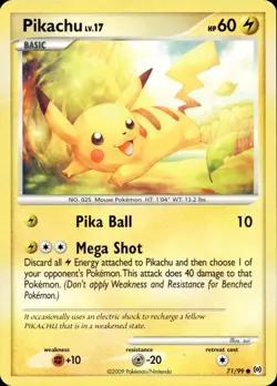 PIKACHU 71/99 COMMON ARCEUS POKEMON LP - Image 1