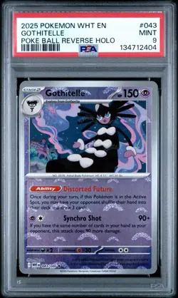 2025 POKEMON WHT EN-WHITE FLARE POKE BALL REVERSE HOLO #043 GOTHITELLE PSA 9 - Image 1