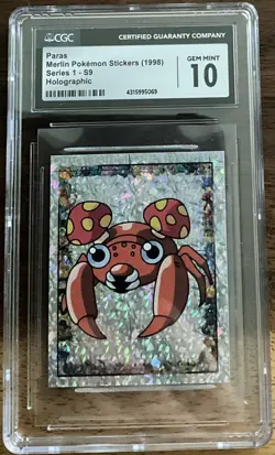 CGC 10 Paras Pokemon Merlin 1998 Series 1 - S9 Special Glitter CGC 9 Mint PSA - Image 1