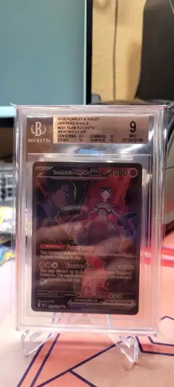 Pokemon TCG Destined Rivals Team Rocket's Mewtwo ex 231/182 Beckett 9 BGS 9 - Image 1
