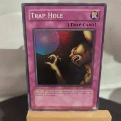 YuGiOh Trap Hole 1st LP super LOB-058 Holo - Image 1